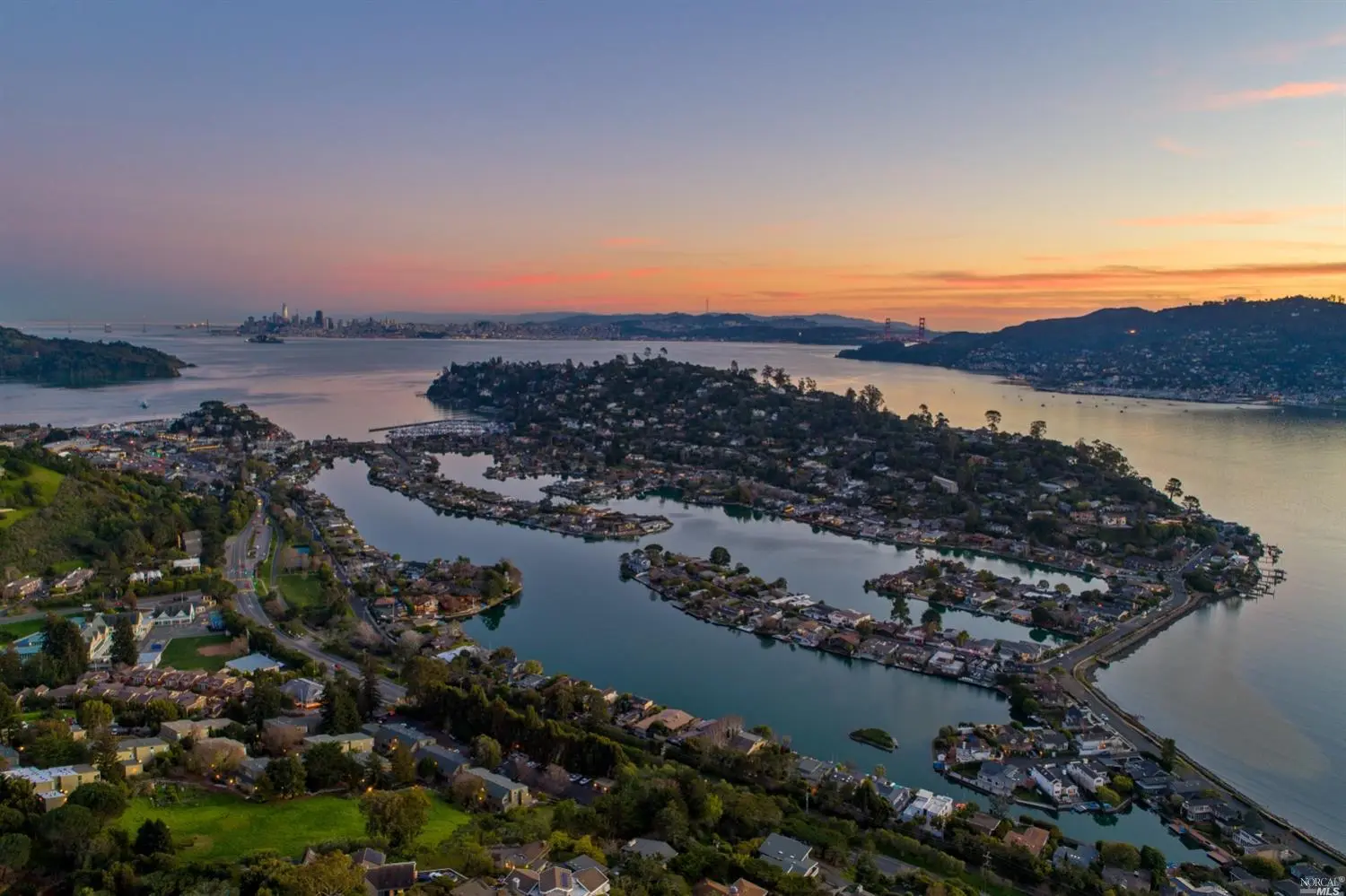 Aerial Tiburon sunset