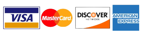 Accepted cards: Visa, Mastercard, Discover, and American Express